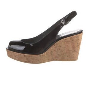 Stuart Weitzman Patent Leather Slingback wedges